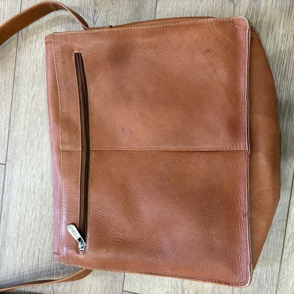 Piel Leather Large Handbag with Organizer Crossbody – Saddle Brown - Picture 6 of 15